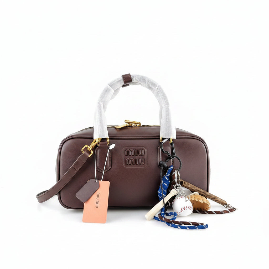 Miu Miu Brown Structured Top Handle Bag