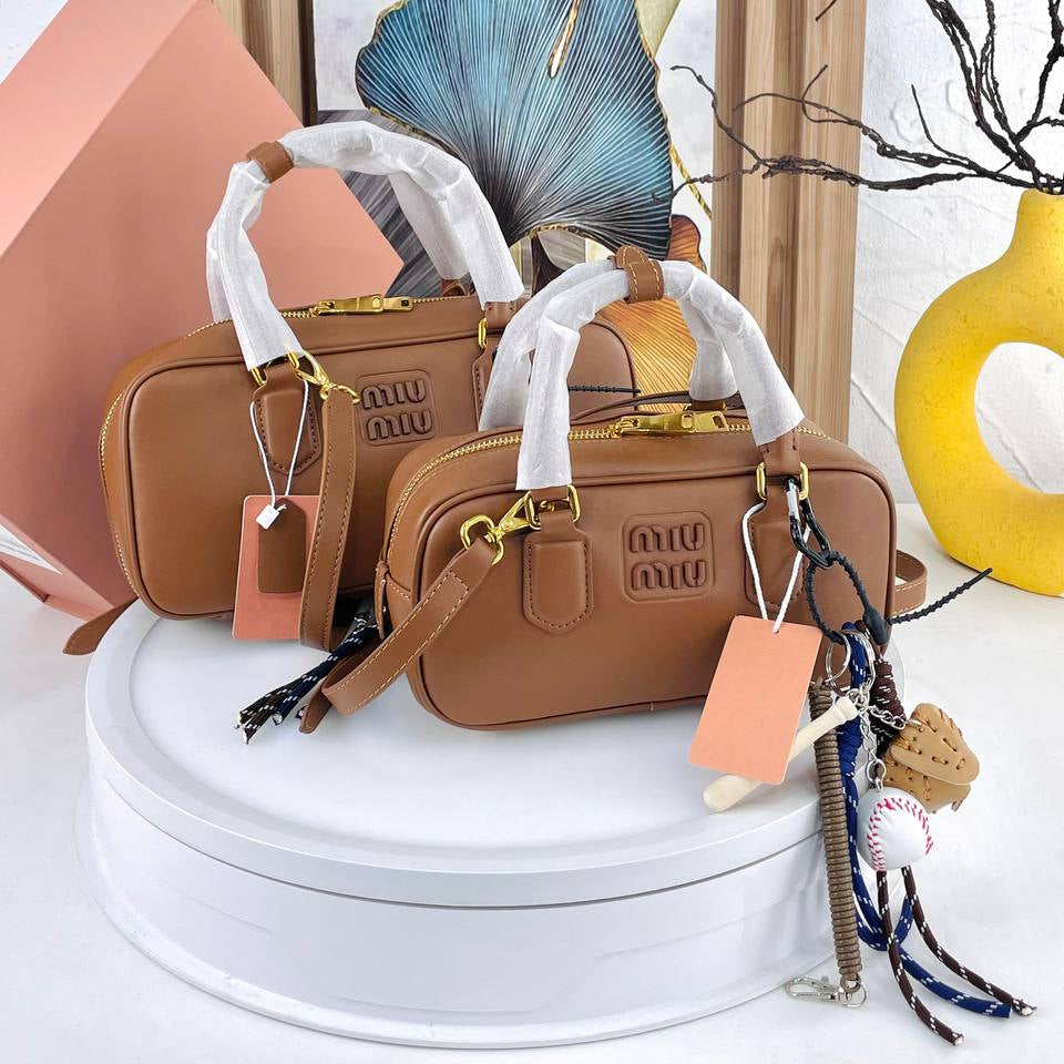 Miu Miu Brown Structured Top Handle Bag