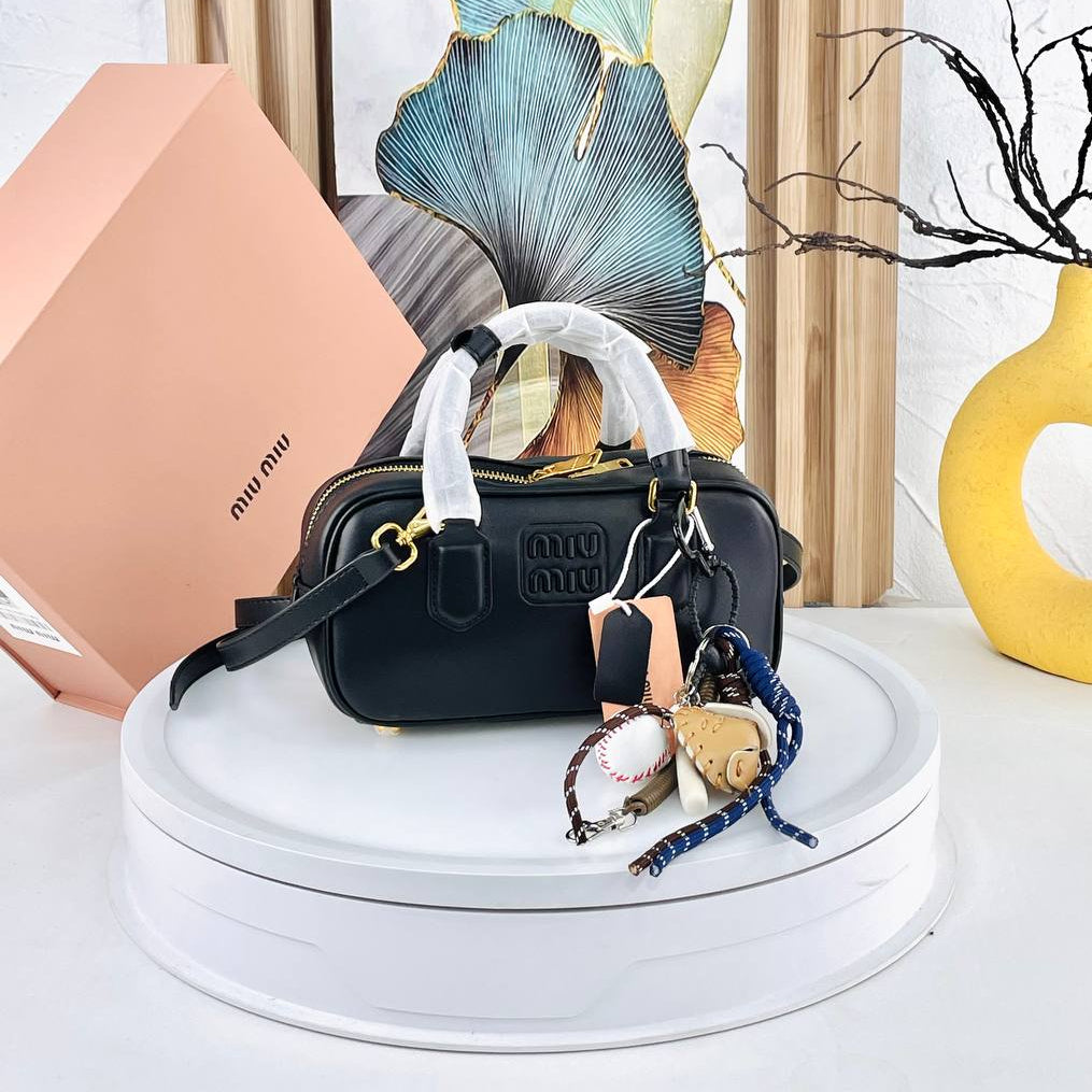 Miu Miu Brown Structured Top Handle Bag