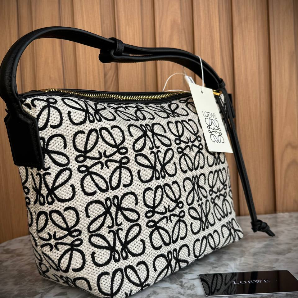 Loewe Anagram Jacquard Shoulder Bag with Gold Tone Hardware