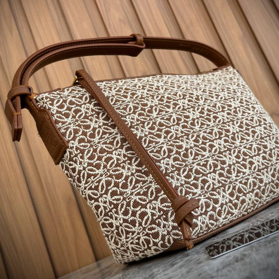 Loewe Anagram Jacquard Shoulder Bag with Gold Tone Hardware