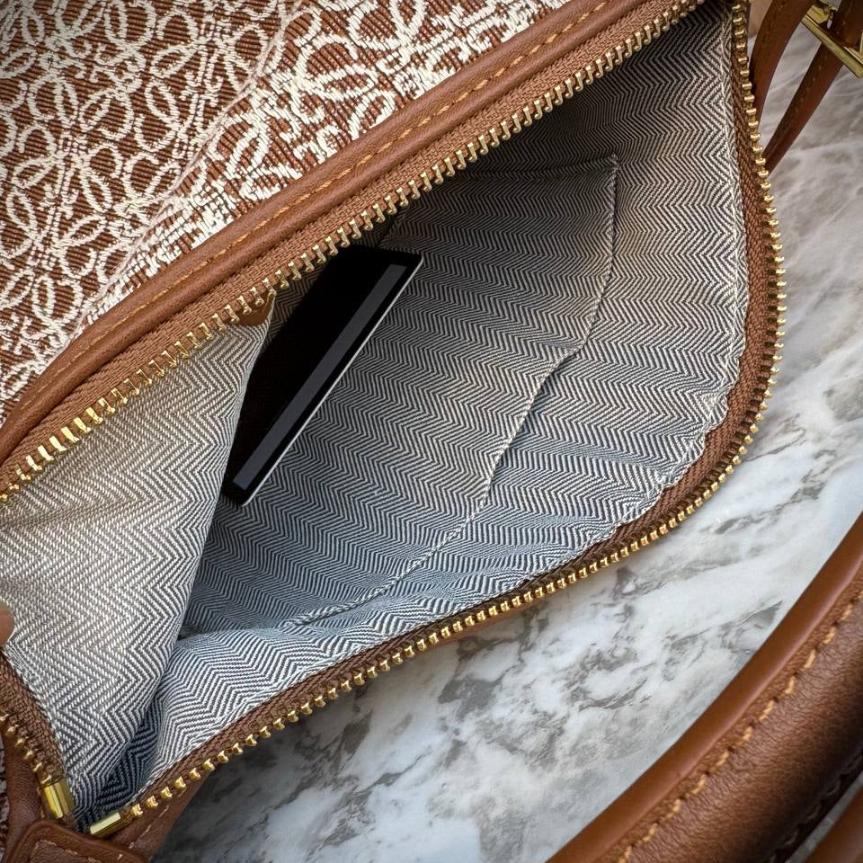 Loewe Anagram Jacquard Shoulder Bag with Gold Tone Hardware