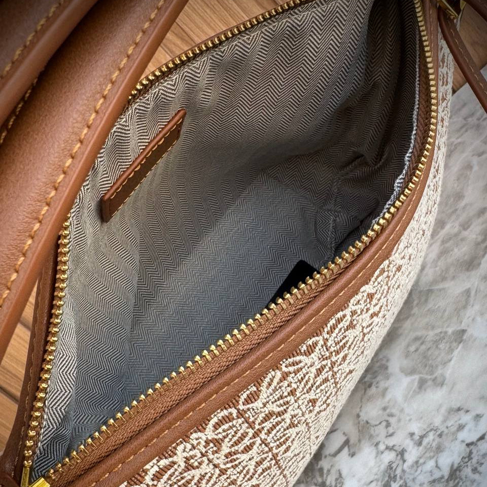 Loewe Anagram Jacquard Shoulder Bag with Gold Tone Hardware