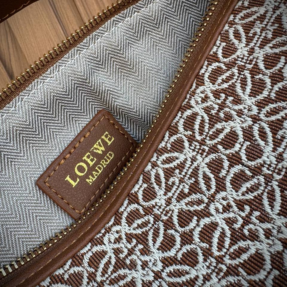 Loewe Anagram Jacquard Shoulder Bag with Gold Tone Hardware