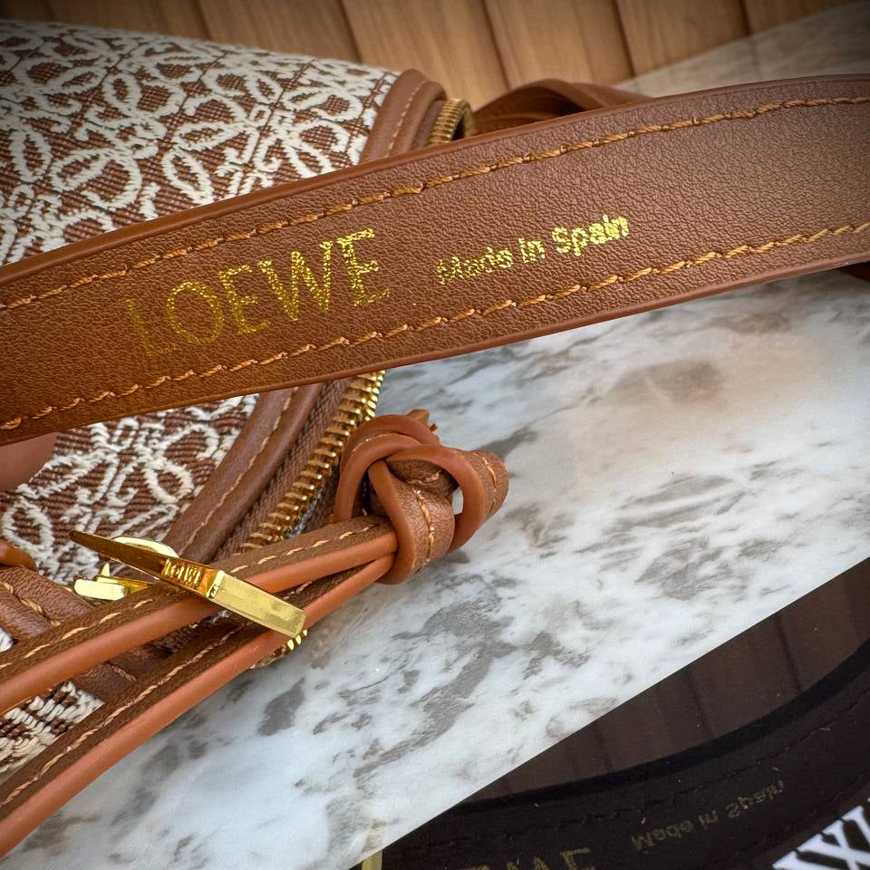 Loewe Anagram Jacquard Shoulder Bag with Gold Tone Hardware