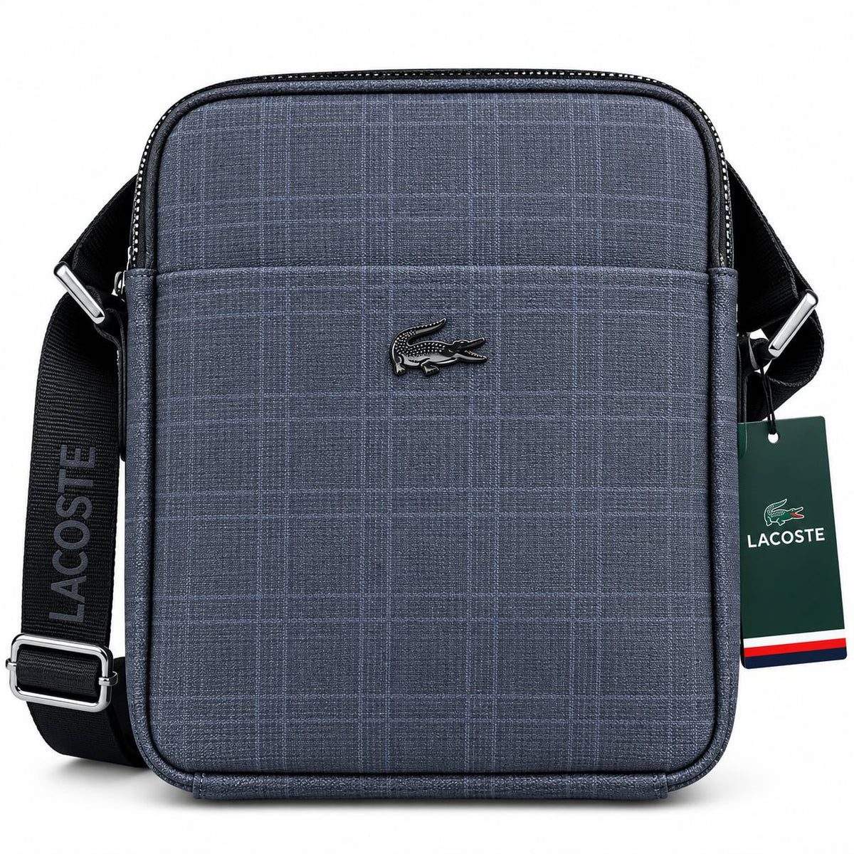 Lacoste Plaid Pattern Crossbody Bag in Blue