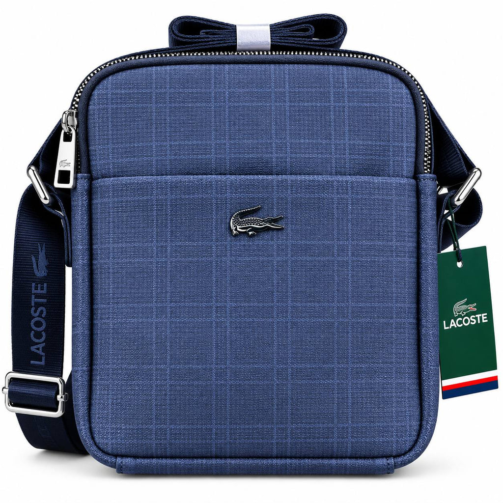 Lacoste Plaid Pattern Crossbody Bag in Blue