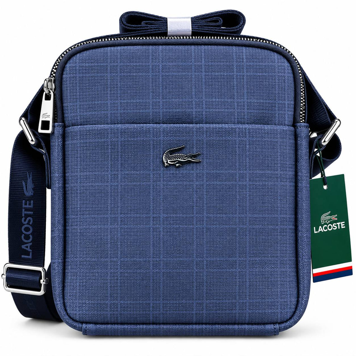 Lacoste Plaid Pattern Crossbody Bag in Blue