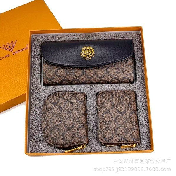 Louie Dennis Floral Clasp Wallet and Pouch 3-Piece Gift Set