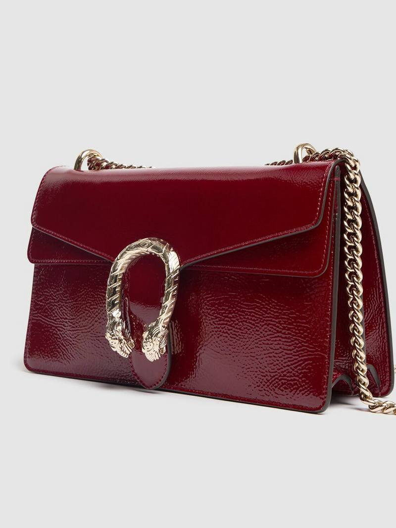 Gucci Dionysus Burgundy Patent Leather Shoulder Bag