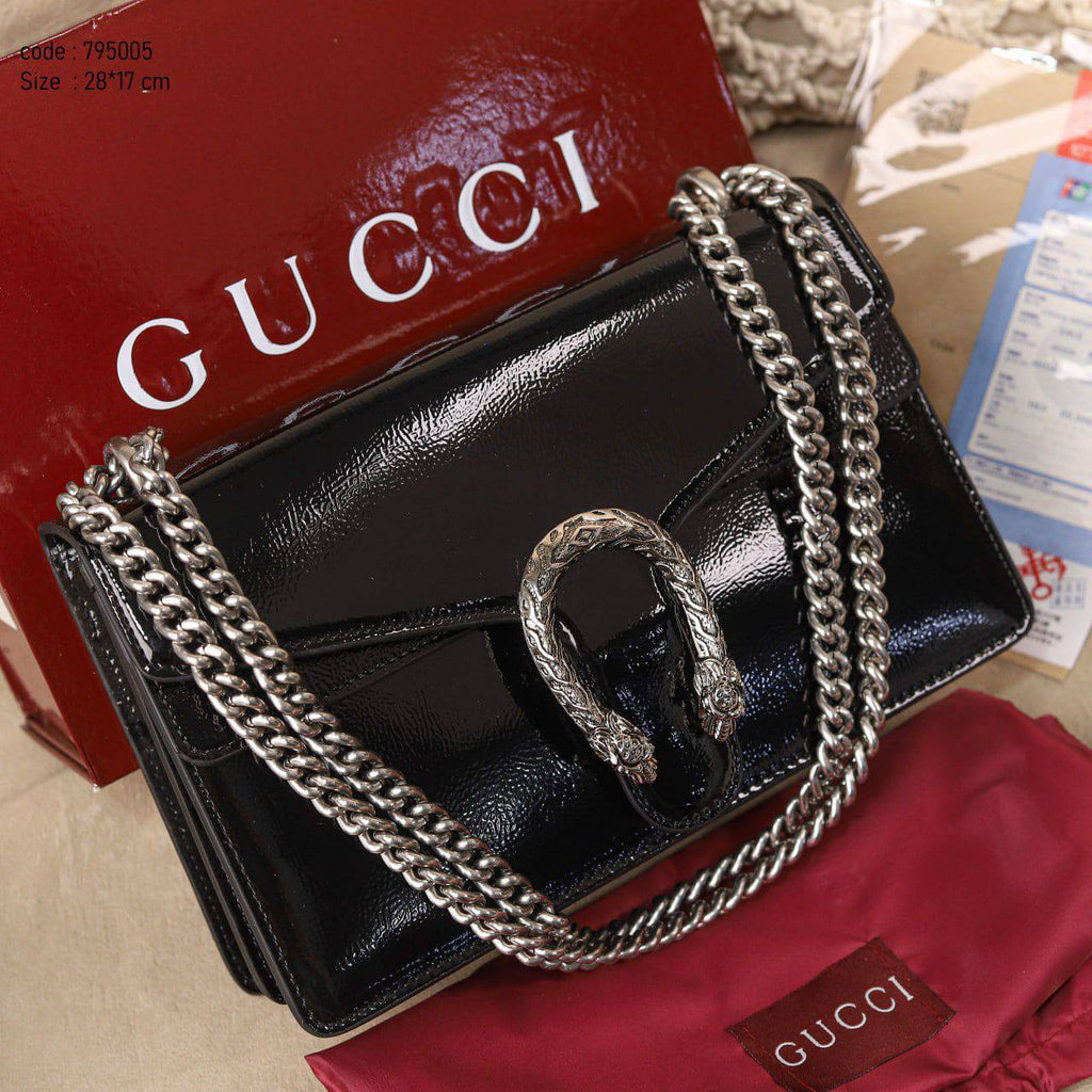 Gucci Dionysus Burgundy Patent Leather Shoulder Bag