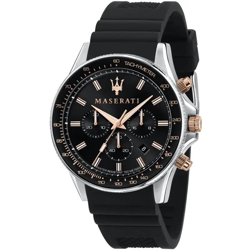 Maserati Chronograph Black Silicone Sport Watch