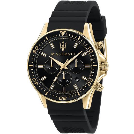 Maserati Chronograph Black Silicone Sport Watch