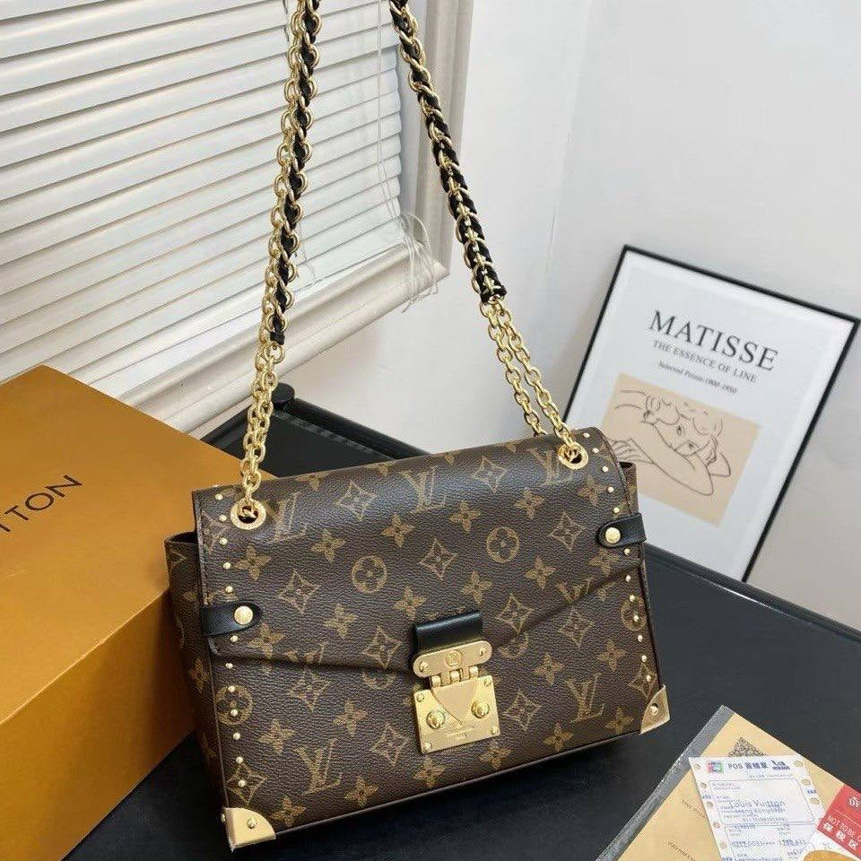 Louis Vuitton Inspired Studded Shoulder Bag with Chain Strap