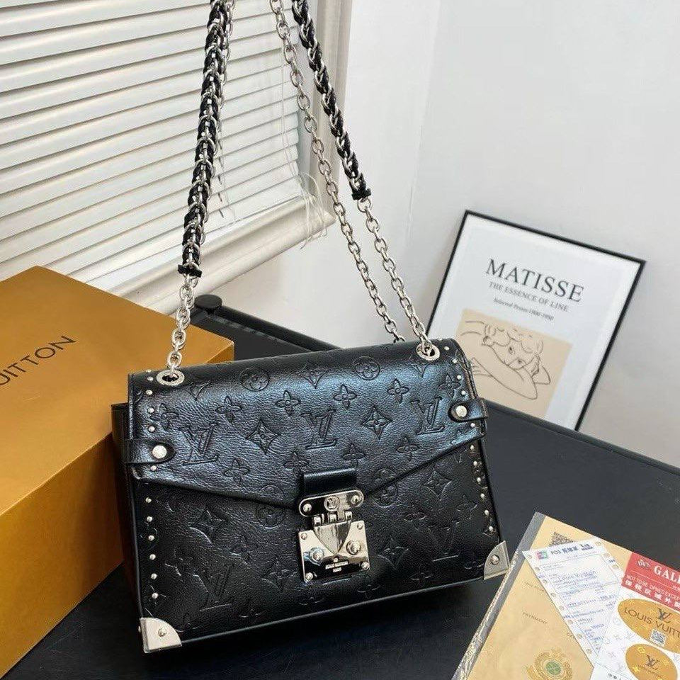Louis Vuitton Inspired Studded Shoulder Bag with Chain Strap