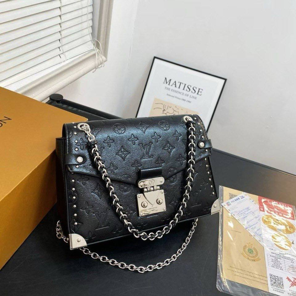 Louis Vuitton Inspired Studded Shoulder Bag with Chain Strap