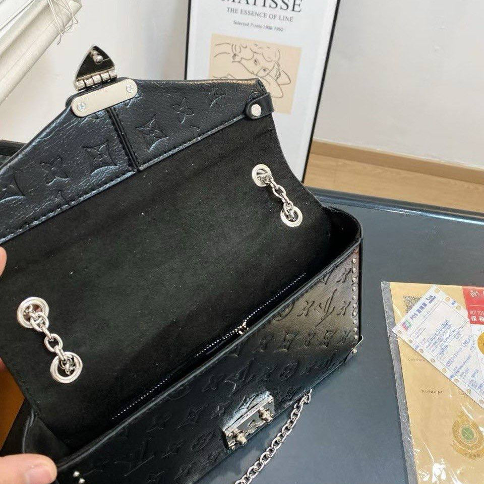 Louis Vuitton Inspired Studded Shoulder Bag with Chain Strap
