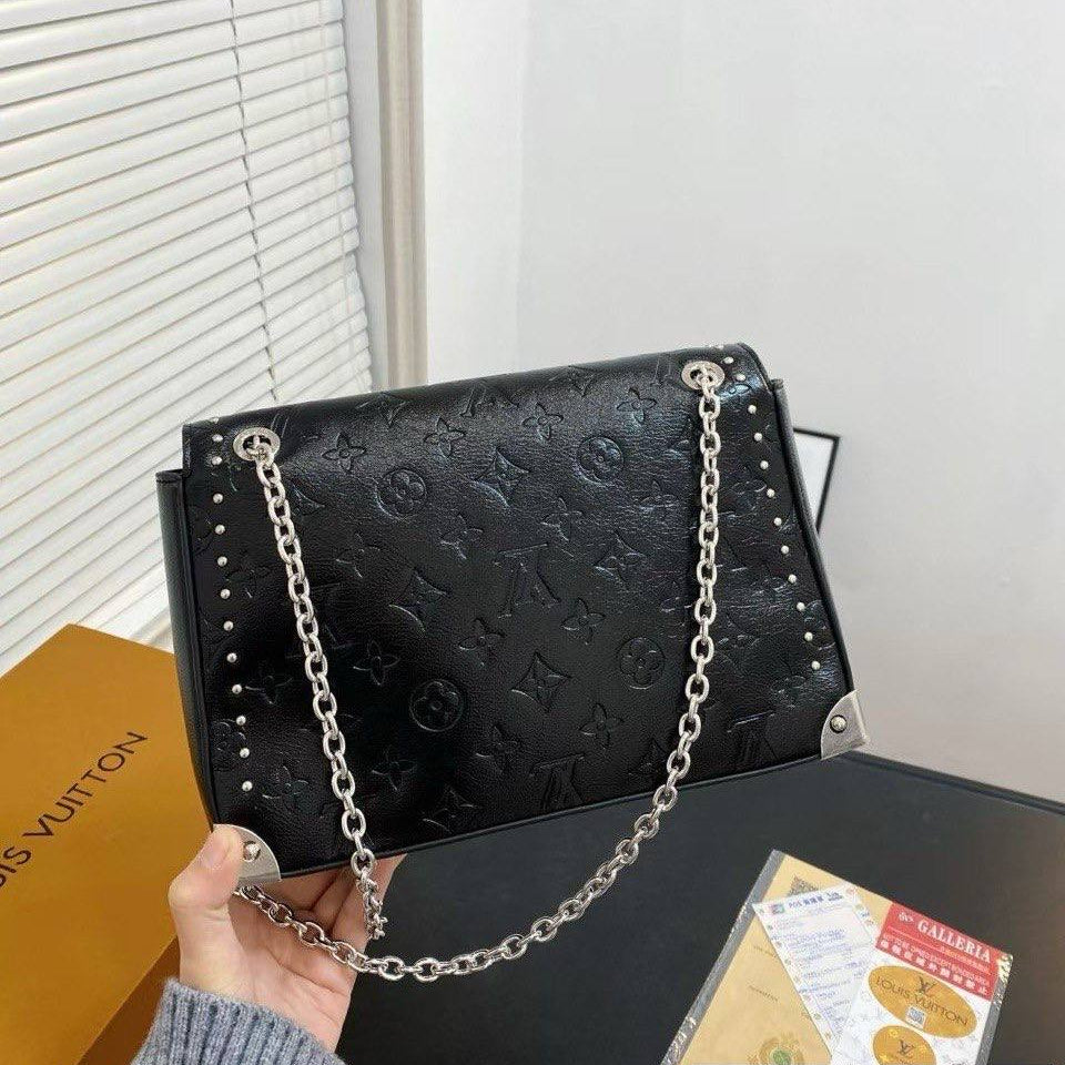 Louis Vuitton Inspired Studded Shoulder Bag with Chain Strap