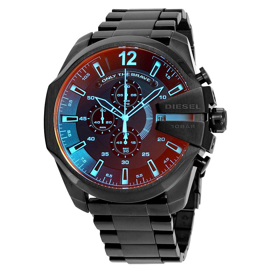Diesel Only The Brave Black Stainless Steel Chronograph Watch