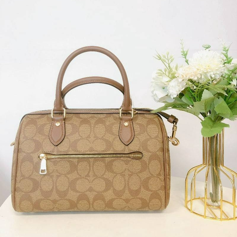Coach Signature Rowan Satchel in Khaki and Saddle Brown 👜✨🤎