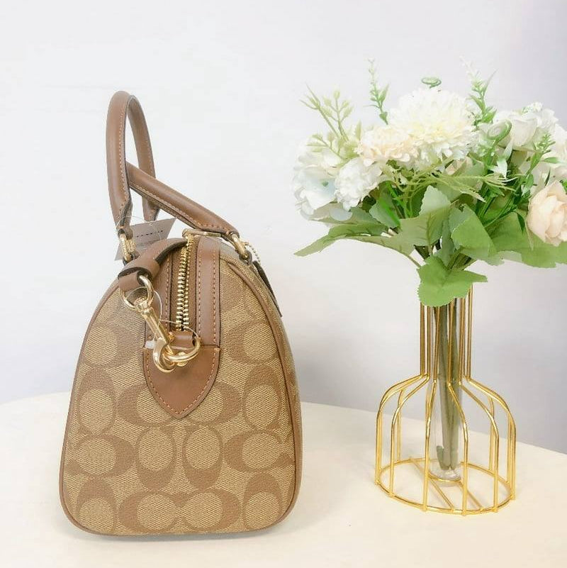 Coach Signature Rowan Satchel in Khaki and Saddle Brown 👜✨🤎