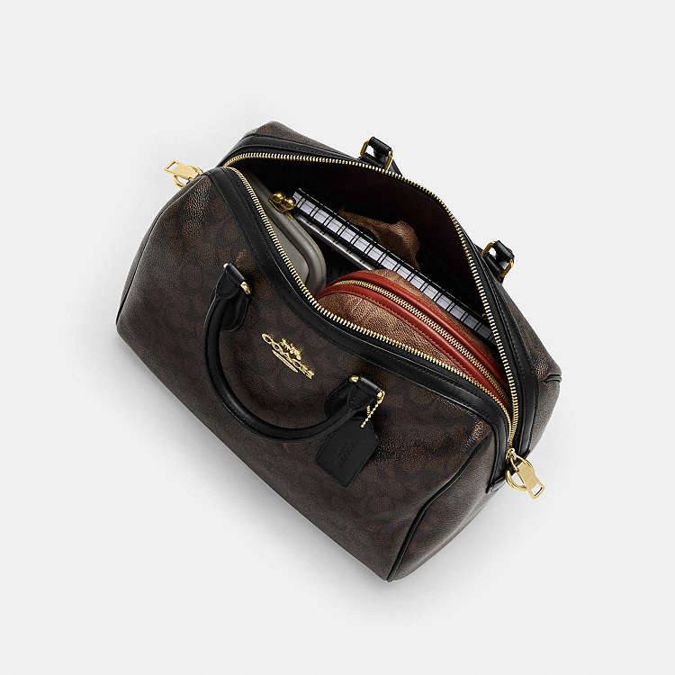 Coach Signature Rowan Satchel in Khaki and Saddle Brown 👜✨🤎