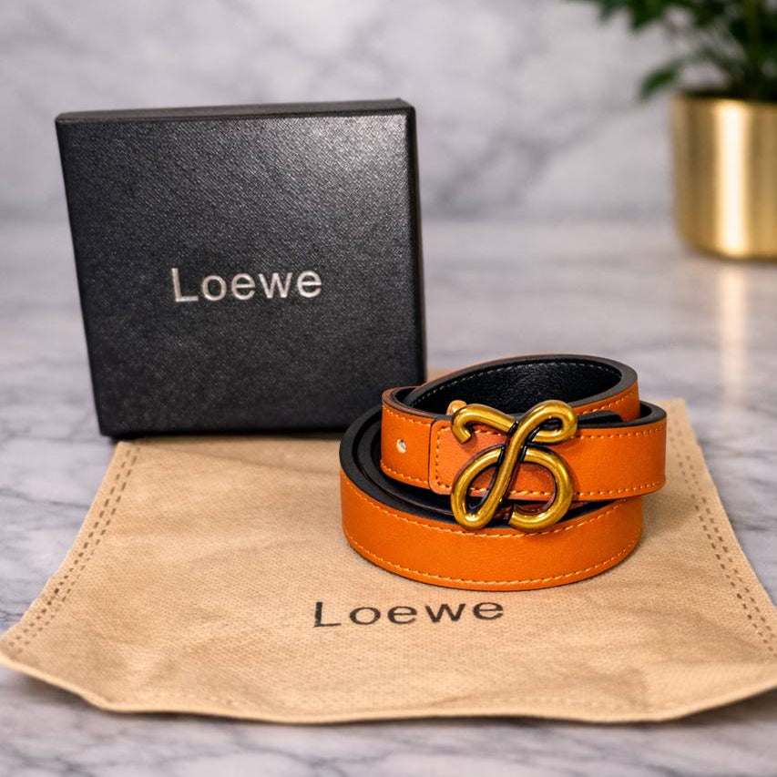 Loewe Anagram Buckle Leather Belt in Taupe and Black 🥨✨👜