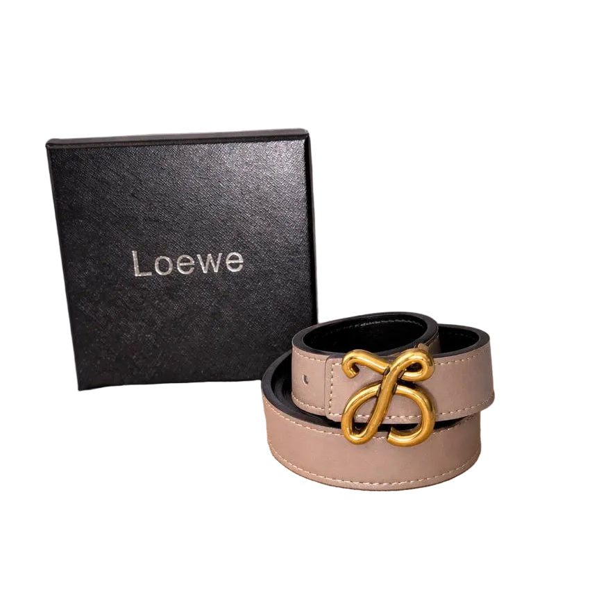 Loewe Anagram Buckle Leather Belt in Taupe and Black 🥨✨👜