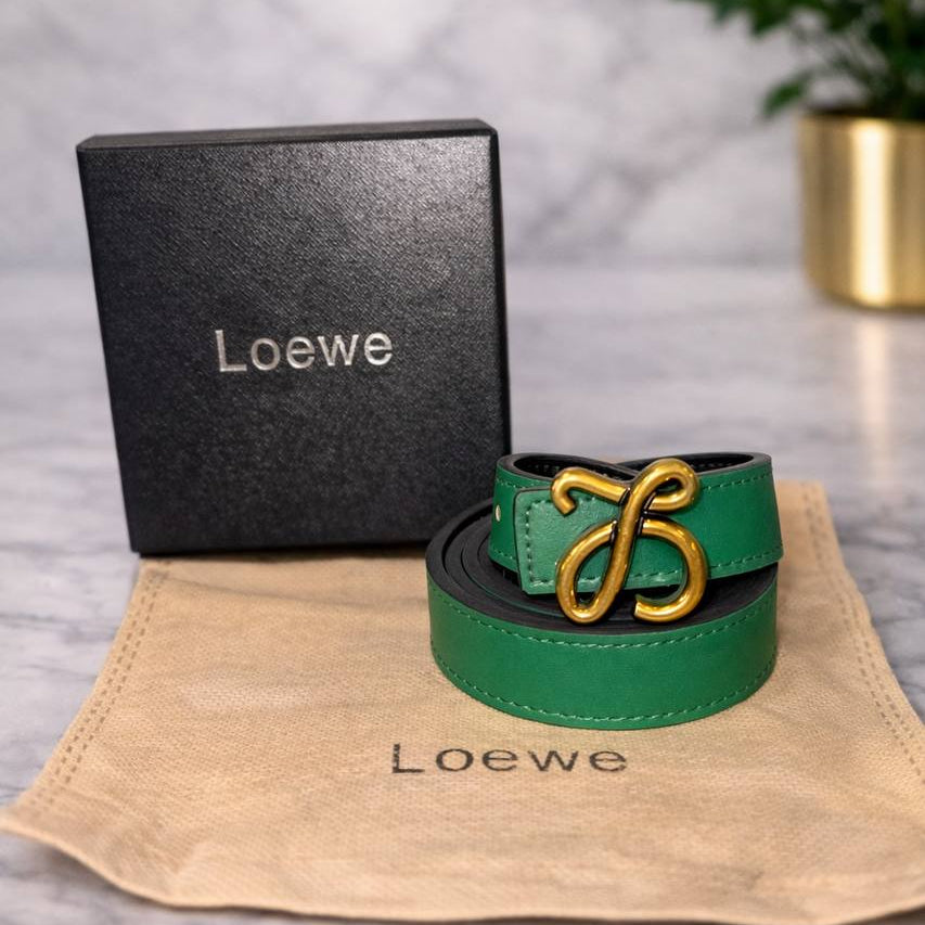 Loewe Anagram Buckle Leather Belt in Taupe and Black 🥨✨👜
