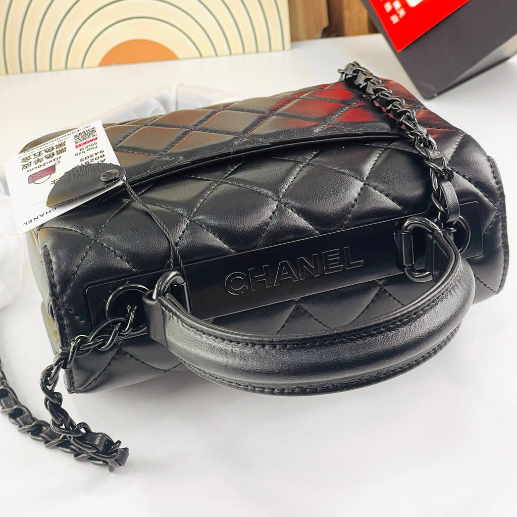 Chanel Quilted Lambskin Top Handle Flap Bag with So Black Hardware 👜🖤✨