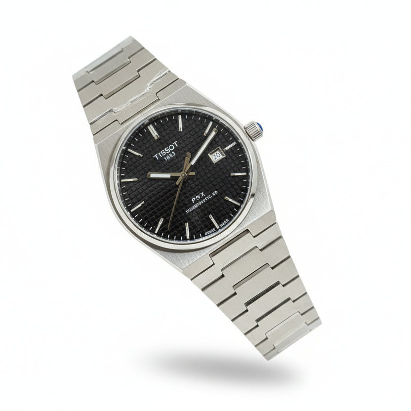 Tissot PRX: Sleek Stainless Steel Watch ⌚🟦🖤