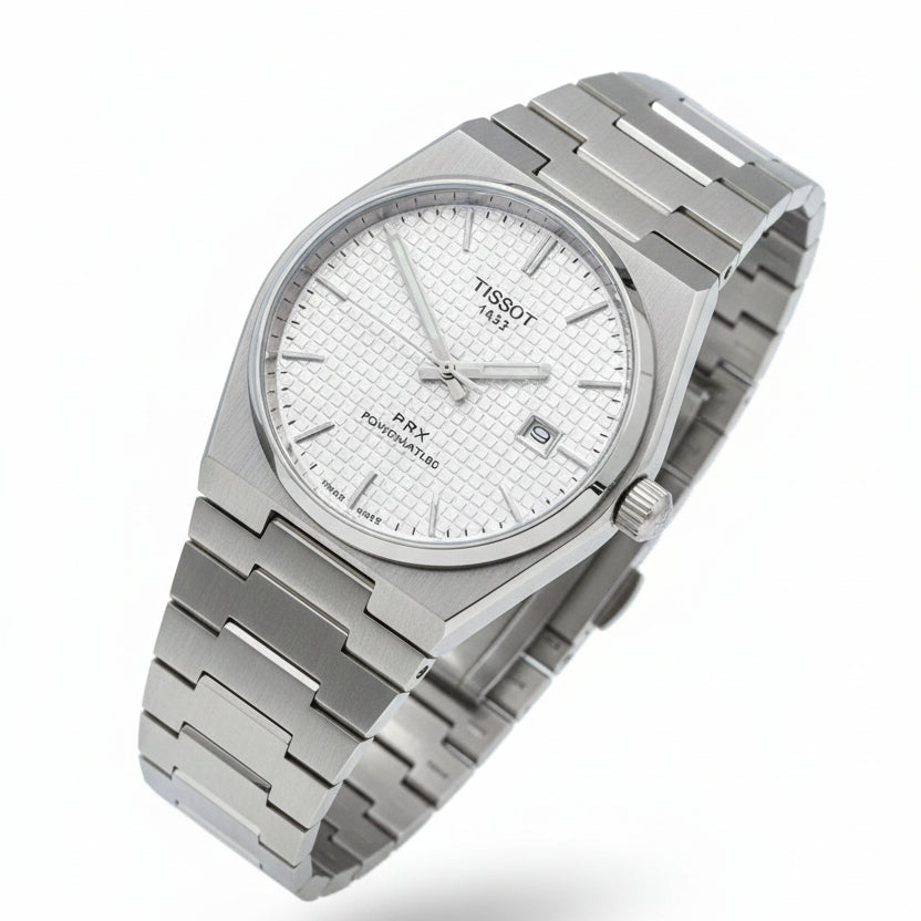 Tissot PRX: Sleek Stainless Steel Watch ⌚🟦🖤