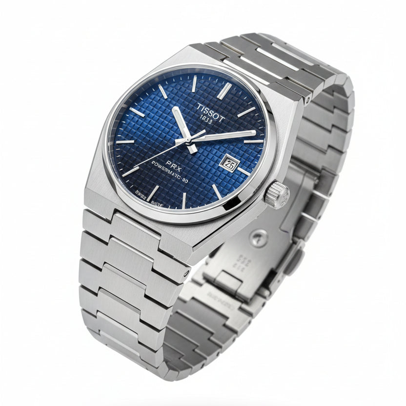 Tissot PRX: Sleek Stainless Steel Watch ⌚🟦🖤