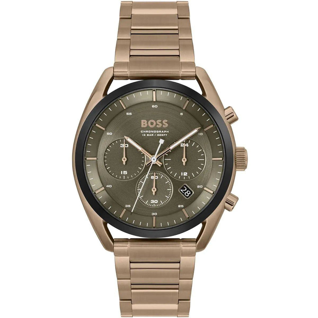 BOSS Gold Chronograph Watch ⌚ For Men 🏆