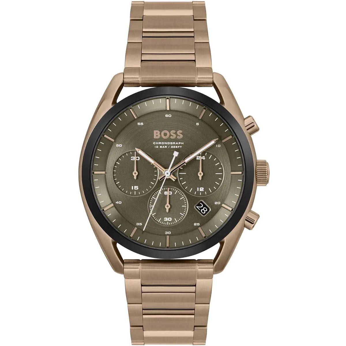 BOSS Gold Chronograph Watch ⌚ For Men 🏆