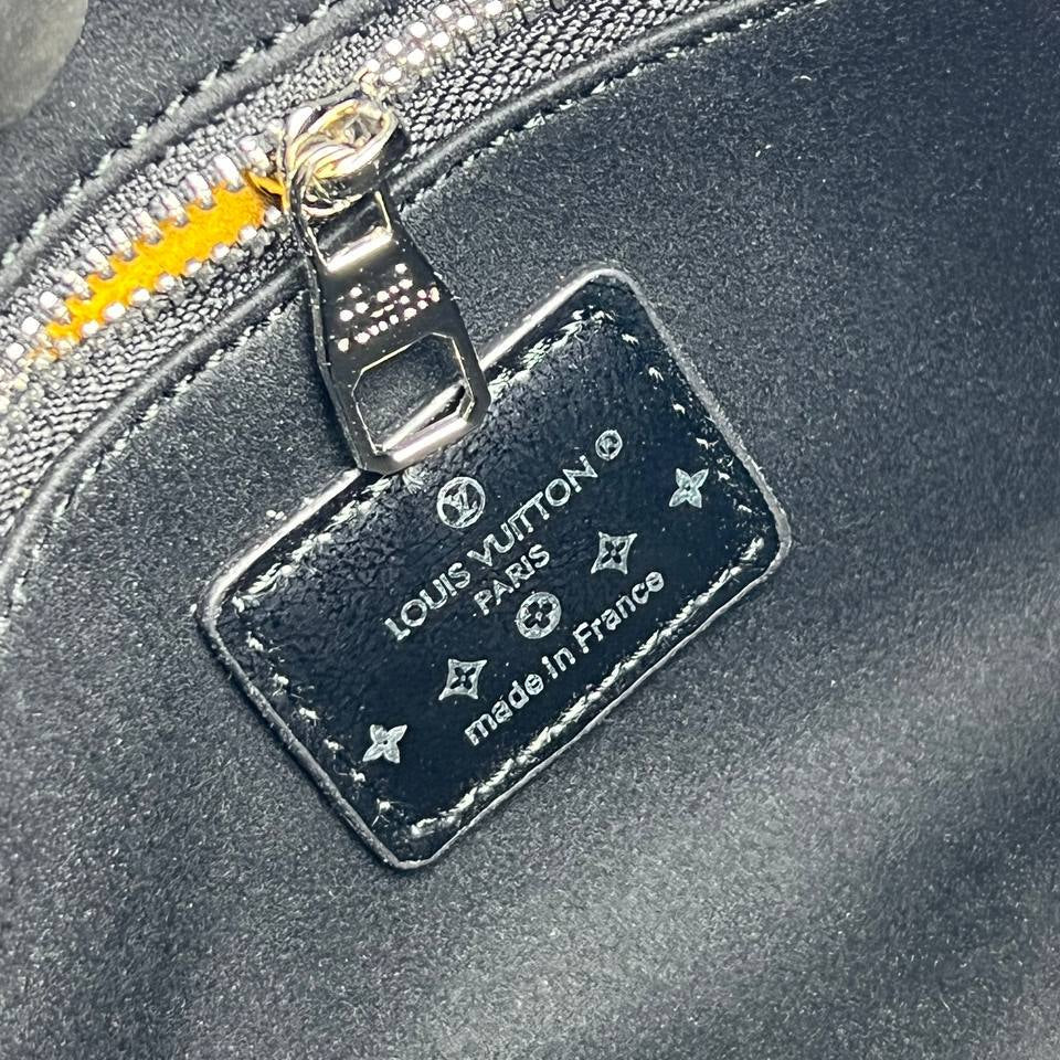 Louis Vuitton Black Leather Chain Shoulder Bag with Monogram Strap 👜✨🖤