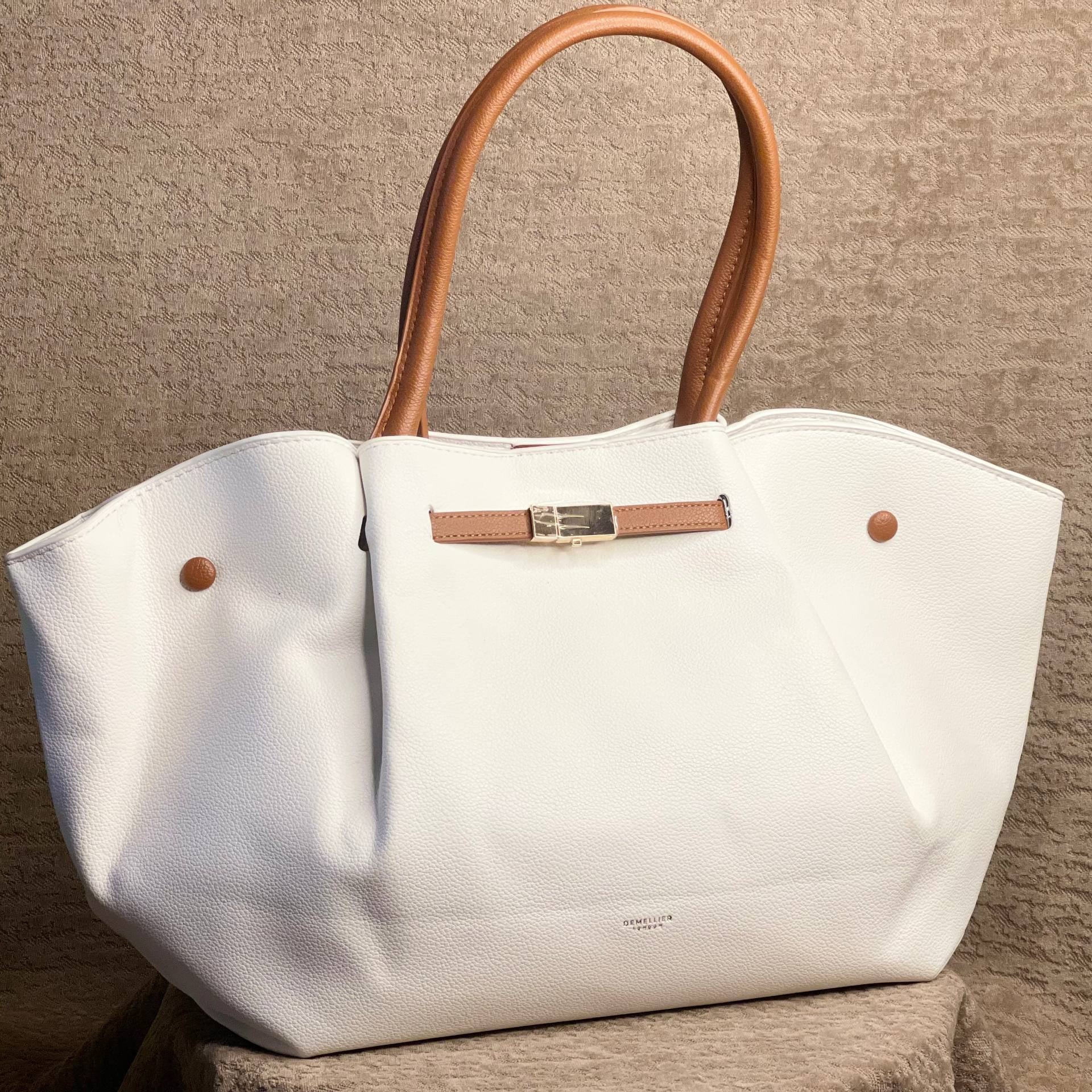 DeMellier: Chic Tote 👜 in Black, Brown, Red & White