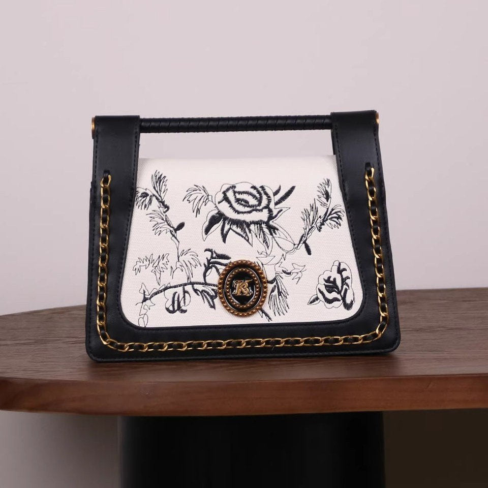 Floral Embroidered Bag 🌹👜🖤