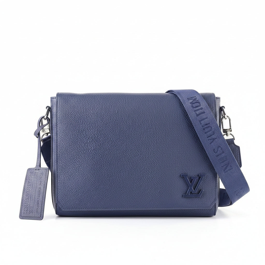 Louis Vuitton Blue Messenger Bag with Embossed Logo 💼✨