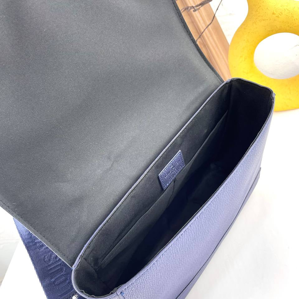 Louis Vuitton Blue Messenger Bag with Embossed Logo 💼✨