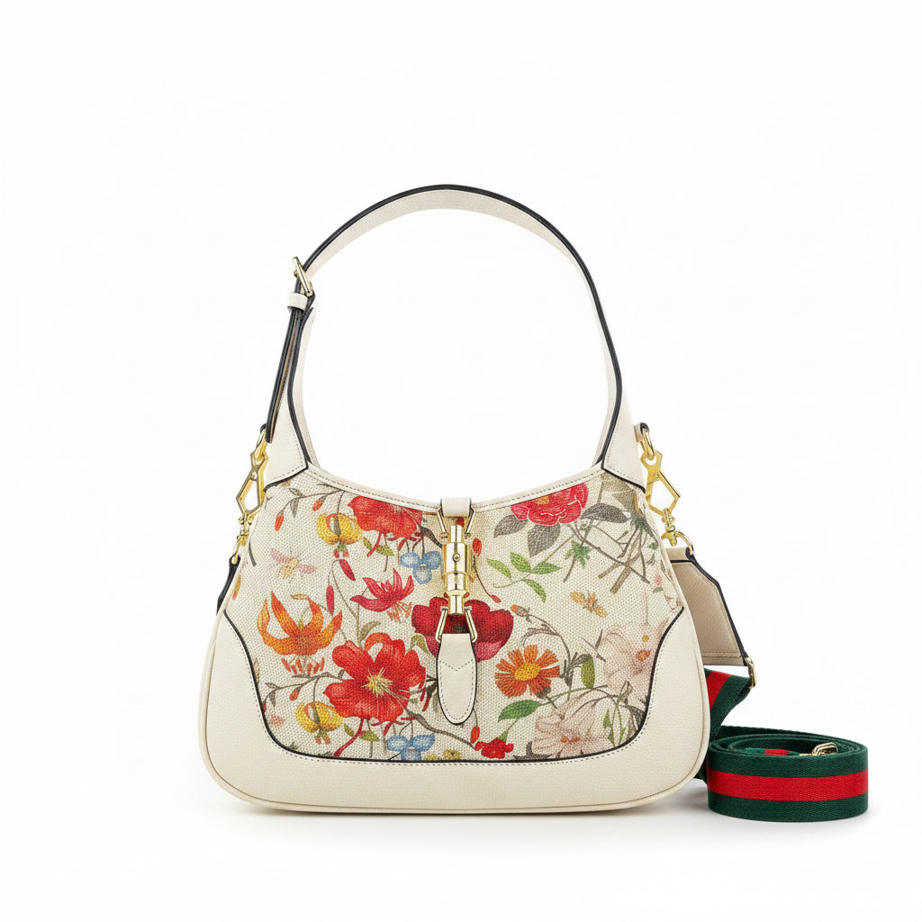 Gucci Floral Print Canvas Shoulder Bag with Gold-Tone Hardware 🌸👜