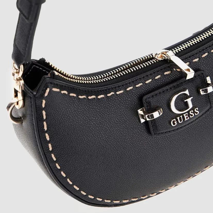 Guess Crescent Leather Shoulder Bag with Contrast Stitching 🌙✨