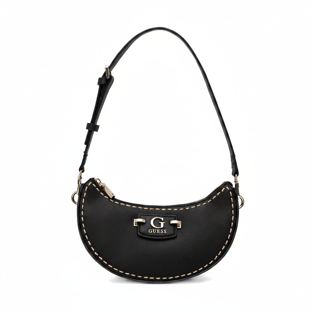 Guess Crescent Leather Shoulder Bag with Contrast Stitching 🌙✨