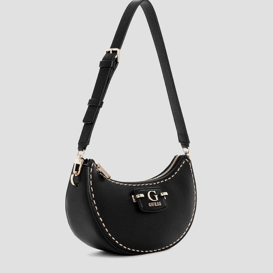 Guess Crescent Leather Shoulder Bag with Contrast Stitching 🌙✨