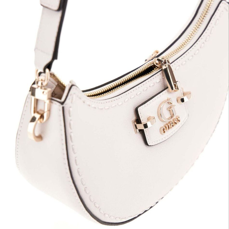 Guess Crescent Leather Shoulder Bag with Contrast Stitching 🌙✨