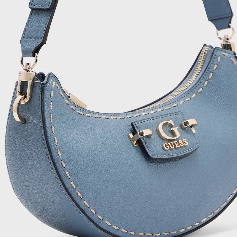 Guess Crescent Leather Shoulder Bag with Contrast Stitching 🌙✨