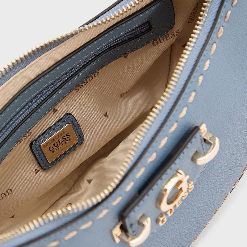Guess Crescent Leather Shoulder Bag with Contrast Stitching 🌙✨