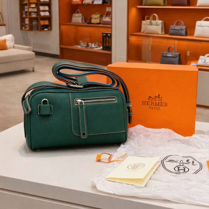 Hermes Textured Crossbody Bag with Signature Lock Detail 👜✨