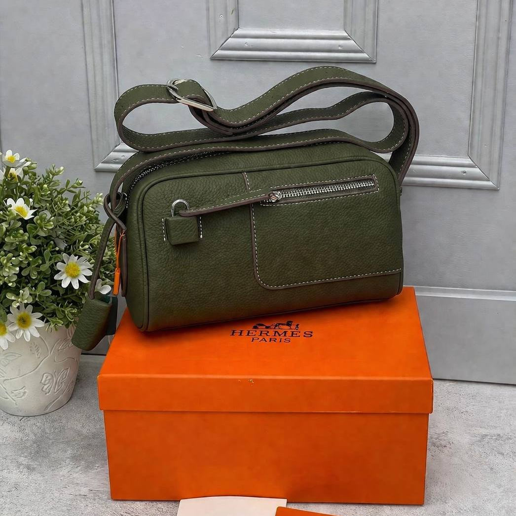 Hermes Textured Crossbody Bag with Signature Lock Detail 👜✨