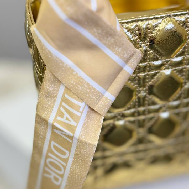 Christian Dior Metallic Gold Quilted Handbag with Scarf 👜✨